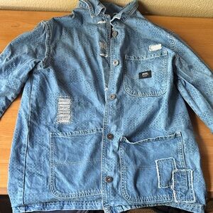 Vans Blue Button Down Shirt with Patchwork
